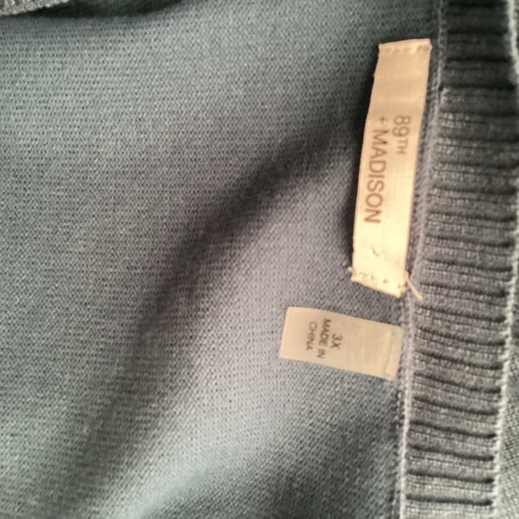 89TH + MADISON PLUS 3X V NECK SWEATER PULLOVER ASYMMETRICAL COLORBLOCK TEAL NAVY - Picture 9 of 11